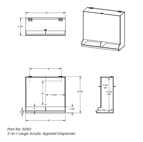 50101 | 2-in-1 Large Acrylic Apparel Dispenser